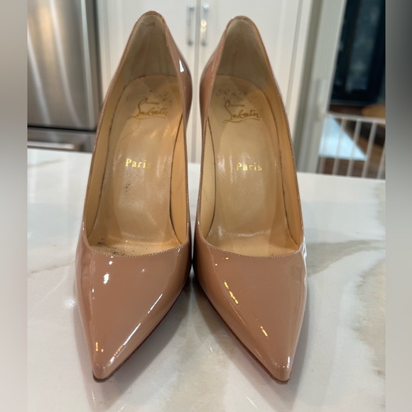 Christian Louboutin Decollete 554 100 Patent Leather Nude Pumps Size 39 EU - Picture 10 of 16